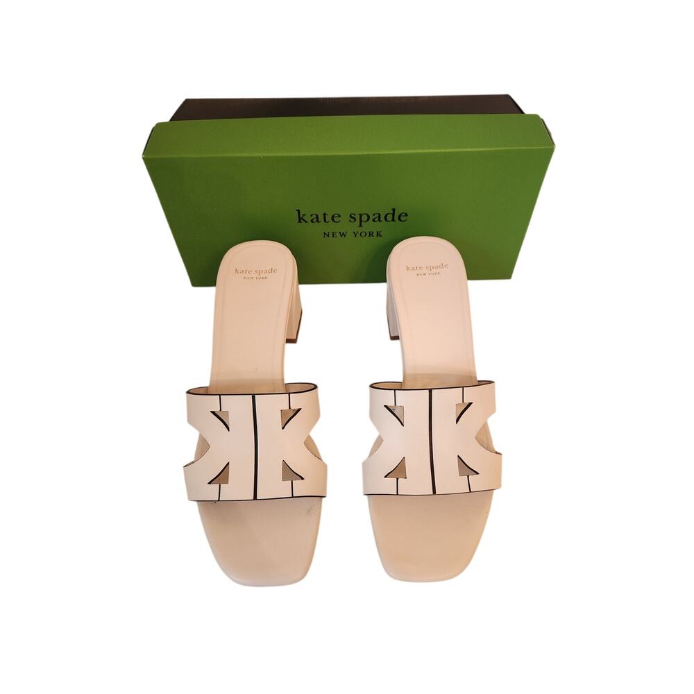 NWB Kate Spade Duo Block Heel White 7.5B *Floor Sample